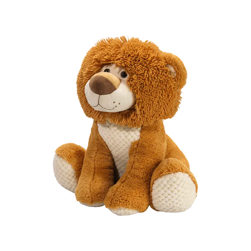 Nakaupo ang mga ligaw na hayop na leon ng mga plush na laruan