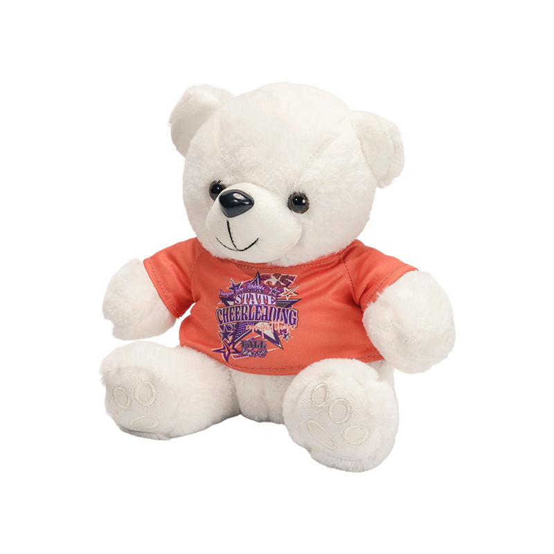 Kaibig-ibig na bear plush toy na may suot na T-shirt