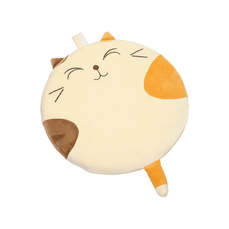 Puting nakangiting bilog na pusang plush cushions