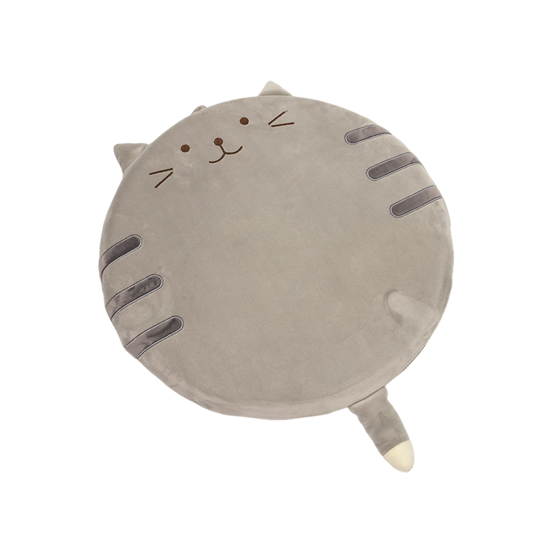 Gray na nakangiting bilog na pusang plush cushions