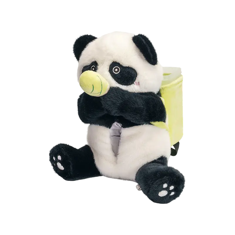 Cute nakaupo plushie panda na may basket