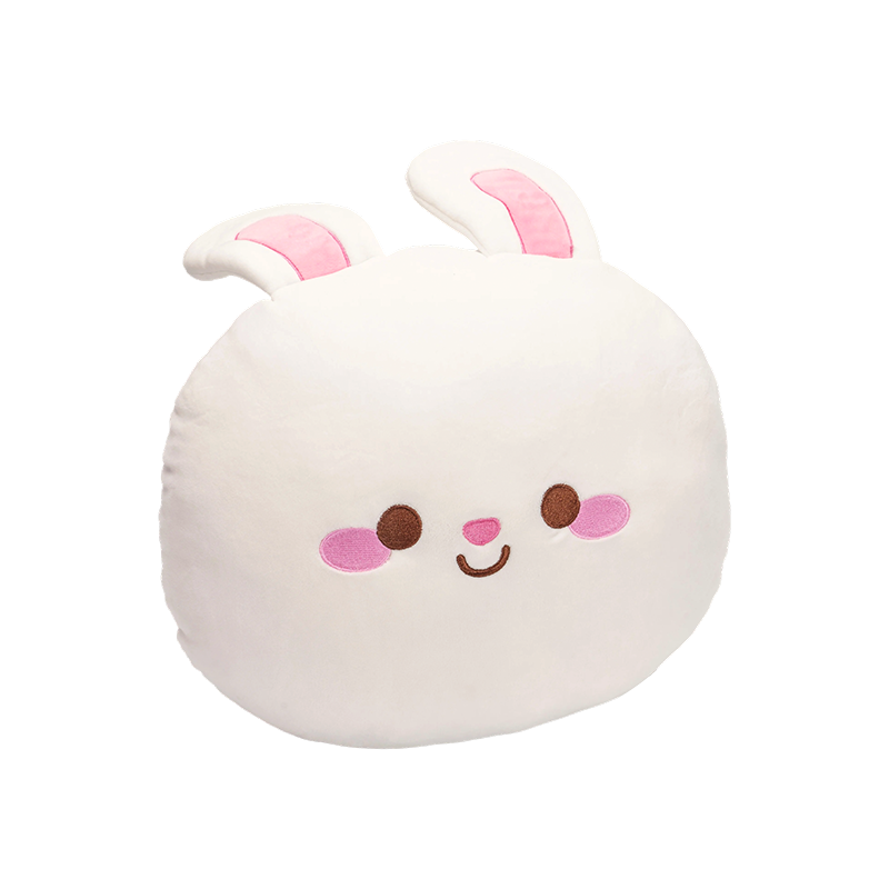 White rabbit plush circular pillow