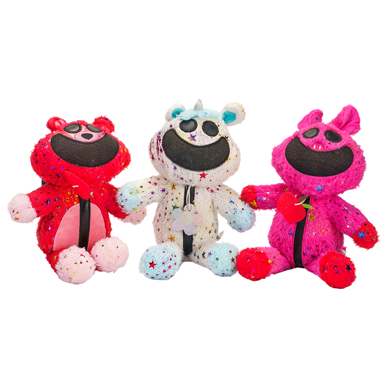 Pantasya na kakaibang plush rabbit toy na may kulay pula na rosas at puti