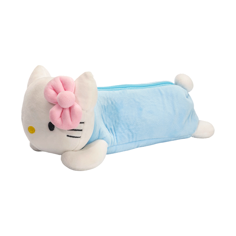Kitty-face plush pencil case