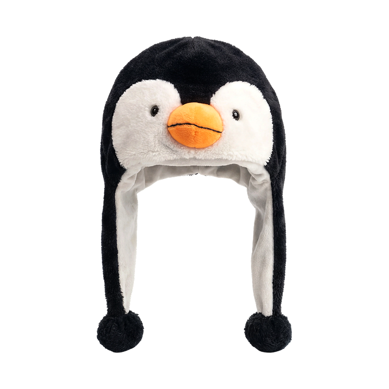 Itim at puting penguin na plush hat