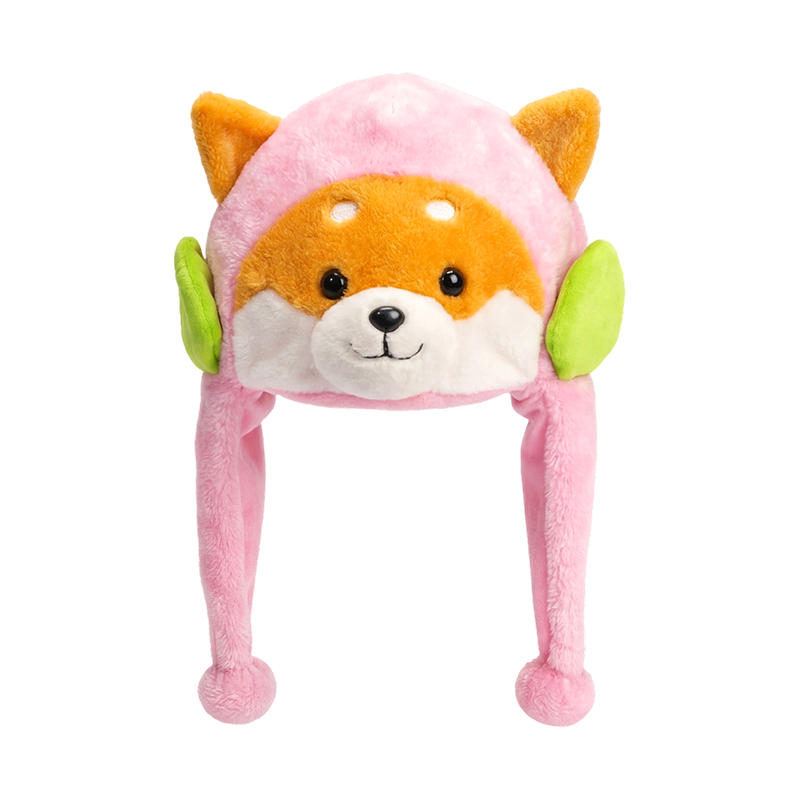 Pink na magandang shiba inu na plush hat