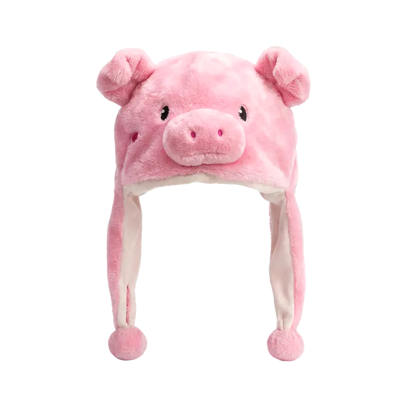 Pink pig plush hat