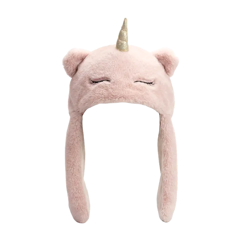Pink unicorn plush hat