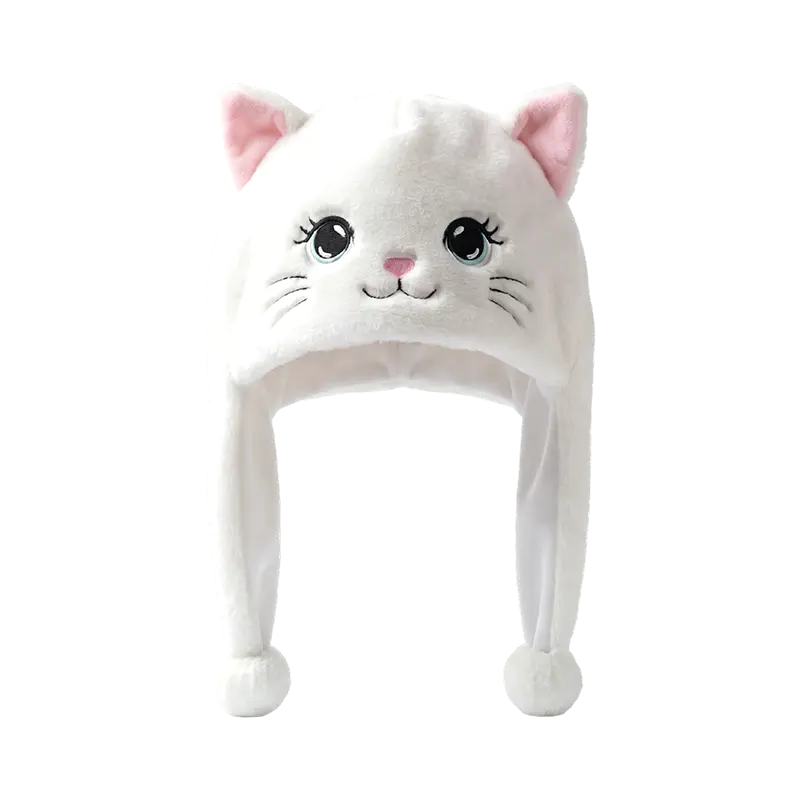 White kitty plush hat