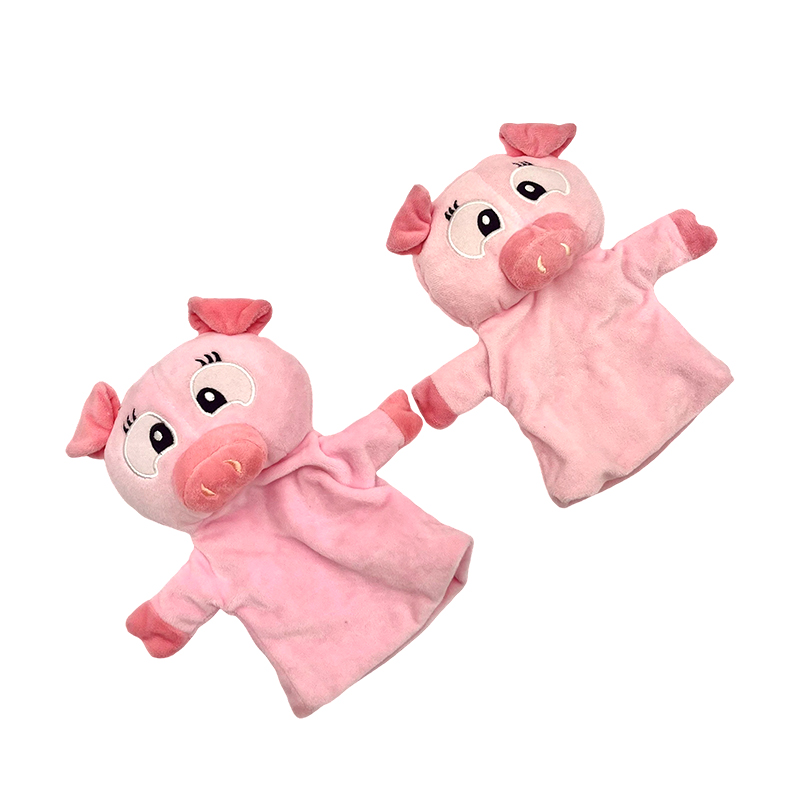 Twin piggy plush finger puppet